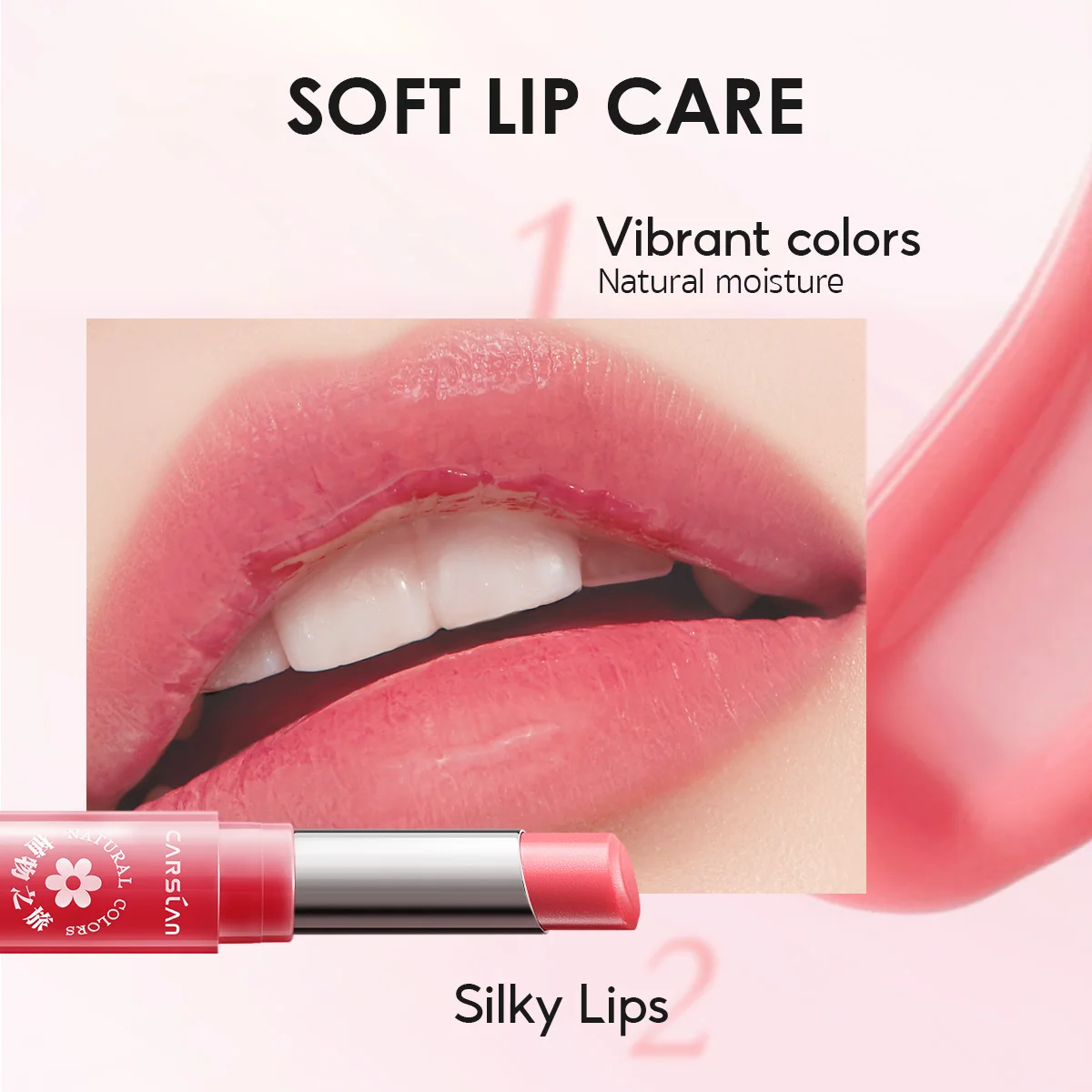 CARSLAN Flower Essence Tinted Lip Balm Natural Lasting Moisturizing Lip Gloss Hydrating Lipstick Makeup Lip Care Women Makeup