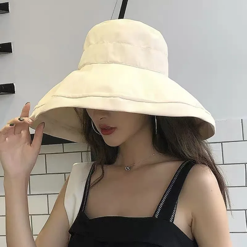Sun Hat Women Summer Bucket Hats With Double Sided Fisherman Hat Female Sun Protection Windproof Foldable Beach Hat Gorros