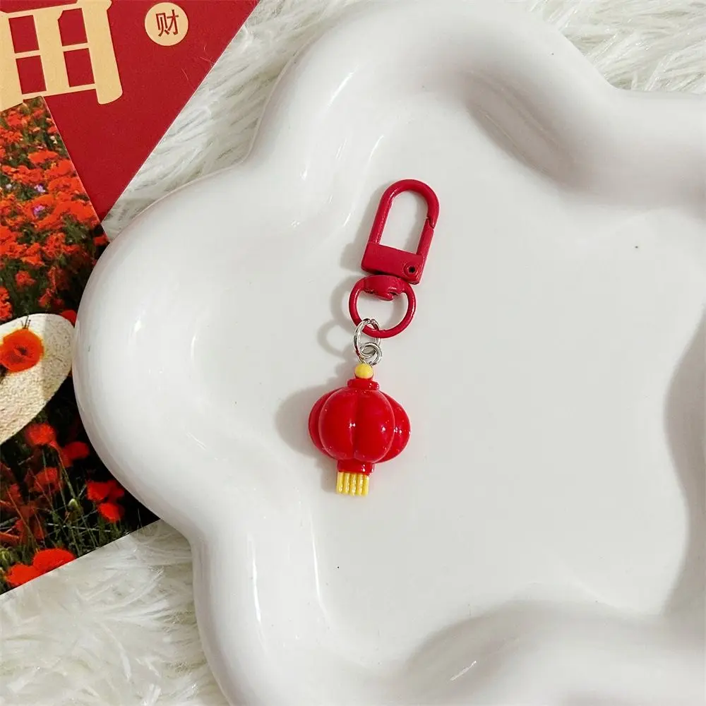 Fashion Red Packet Lunar New Year Keychain Firecracker Lucky Bag Red Lantern Keyring Koi Resin Tanghulu Key Chain Backpack Decor