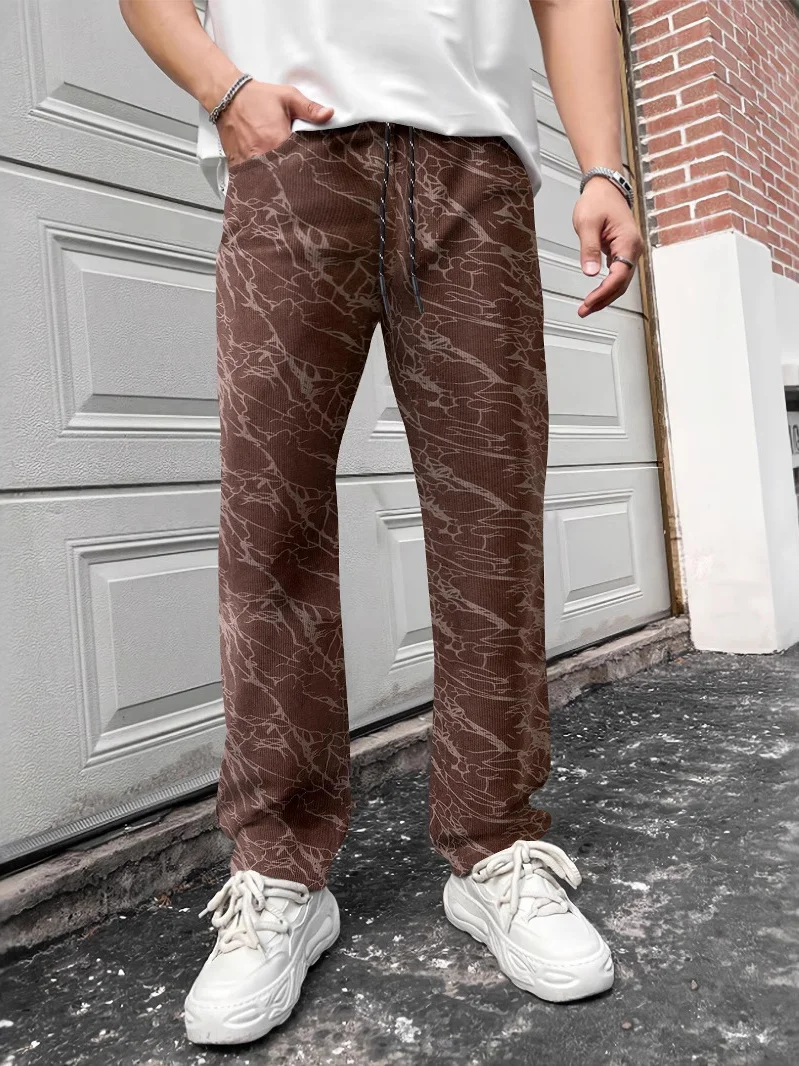 

Вельветовые прямые повседневные брюки, свободные мужские длинные брюки в американском стиле, универсальные повседневные молодежные весенние сезонные брюки