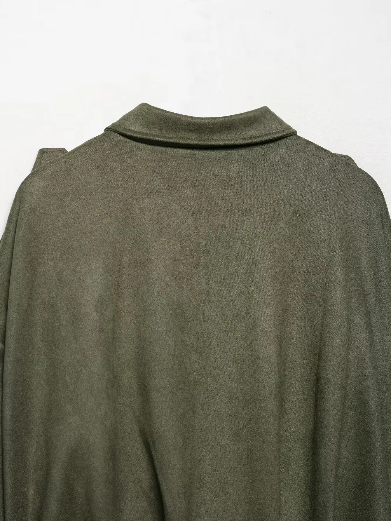 2022 Jacke mit Taschendetails aus Wildlederstruktur, Damen-Freizeitjacke, entspannte Passform, Mantel mit Reißverschluss vorne, maschinenwaschbar, Alltagskleidung, Fa