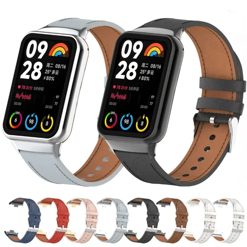 حزام جلدي لساعة Xiaomi Mi Band 8 Pro الذكية، سوار ساعة ملحق لسوار المعصم البديل المعدني Xiaomi Band 9 Pro #1
