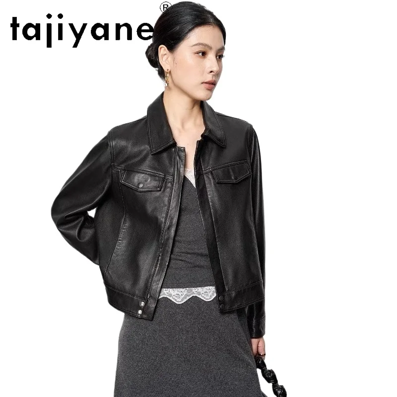 TAJIYANE Sheepskin Leather Jackets Woman Short Simple Coat High Quality Real Leather Jacket Autumn Women Clothes 2026 дубленка