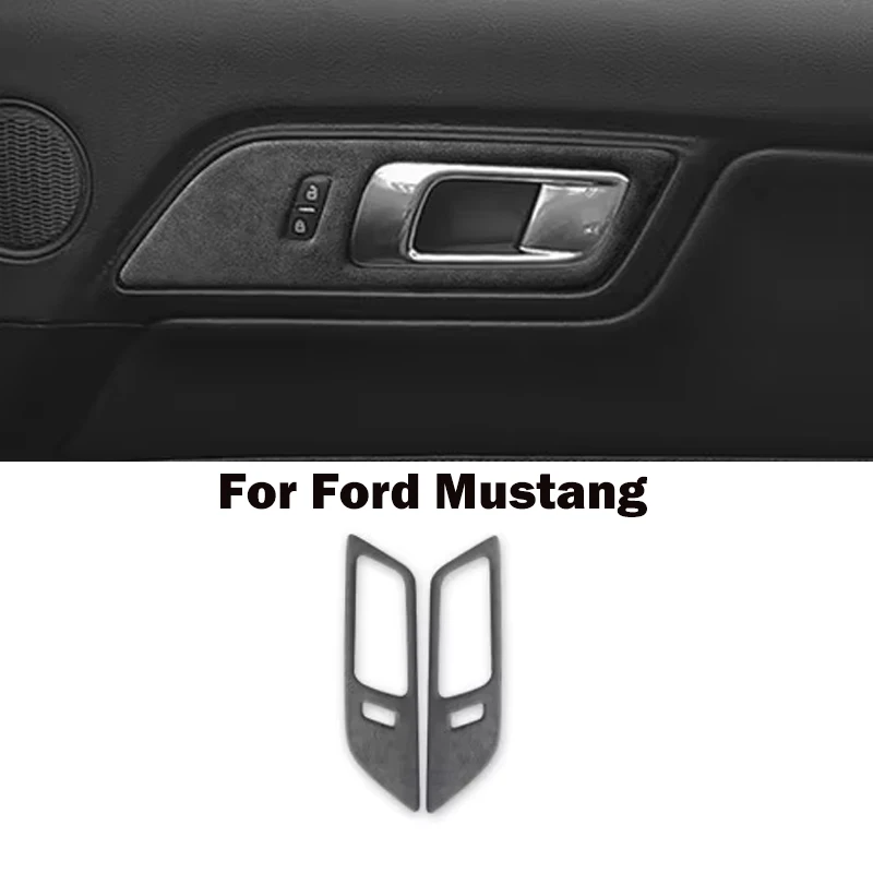 

Alcan tara Suede Car Door inner Handles Decorative Frame For Ford Mustang 2015 -2023 Door Handles Bowl Trim Stickers