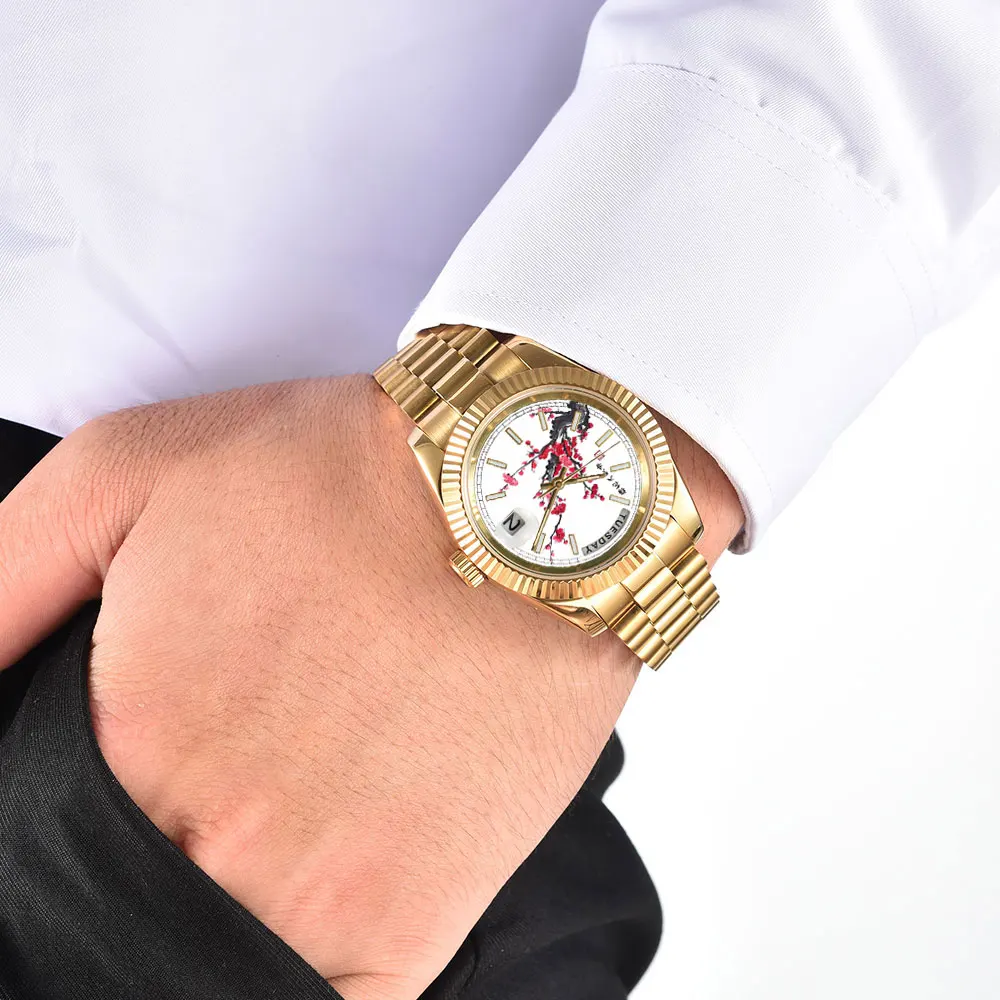 Creative Men's 36mm/39mm/40mm Miyota 8285 Double Calendar Blue luminous automatic Mechanical watch 8285