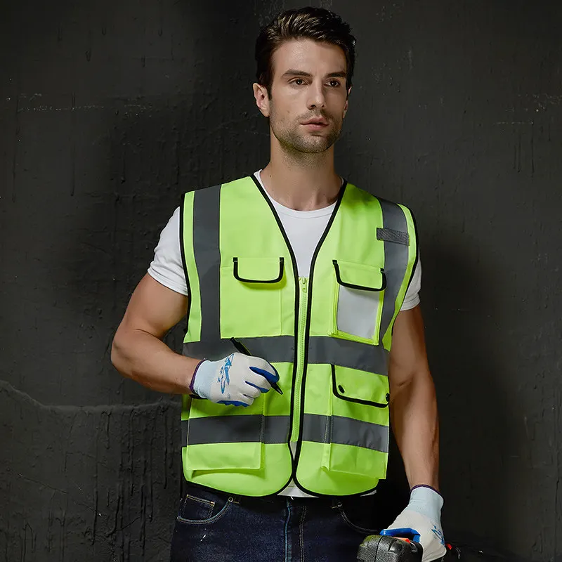 Colete reflexivo colete de segurança tamanho grande 4xl noite correndo construção roupas de trabalho masculino hi vis colete