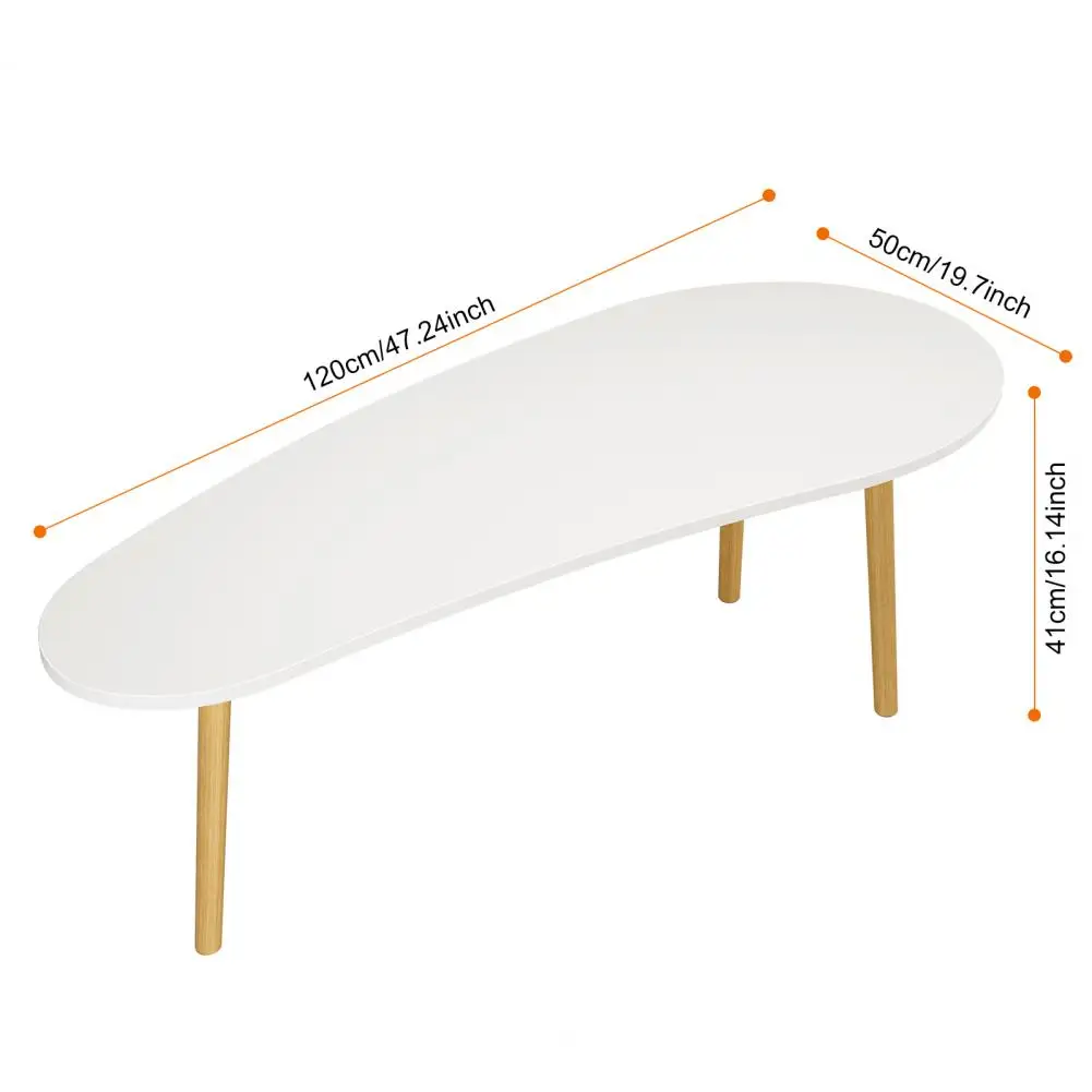 Small Coffee Table, Mid Century Wood Tea Table, Living Room Center Minimalist Display Coffee Table with Mango Shape
