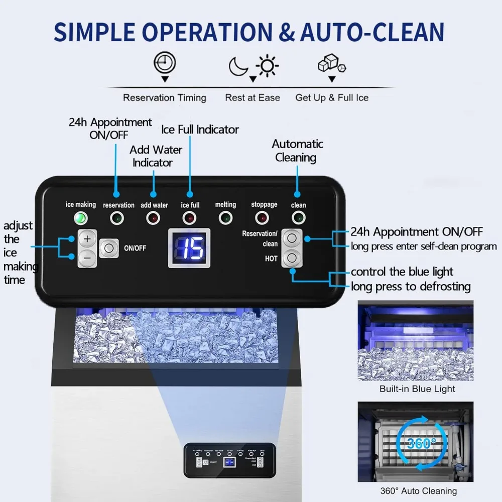 Ice Maker 120Lbs/24H with 35Lbs Ice Capacity, 45Pcs Clear Ices Cubes Ready in 11-20Mins, Countertop Ice Maker