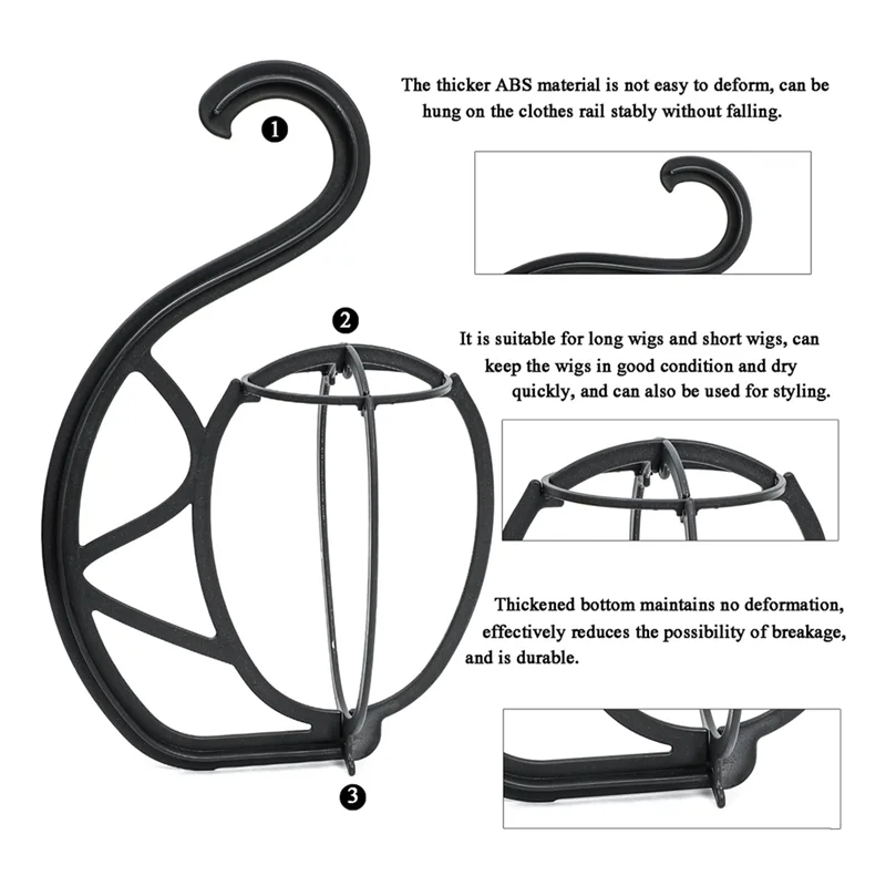 BAAG-2er-Pack Perückenaufhänger, tragbarer hängender Perückenständer, Perückenaufhängerhalter für mehrere Perücken und Hüte, faltbarer Perückenhalter