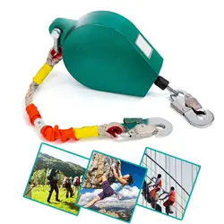 Self Retracting Lifeline 330lbs Fall Arrester Fall Protection Dual Swivels Alloy Steel Hook Flame Retardant Steel Wire Rope