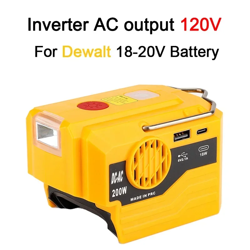 For Dewalt Battery Power Supply Inverter DC 18-20V AC 120V/220V Dual USB Outdoor Camping Battery Adapter Power Tool Accessories