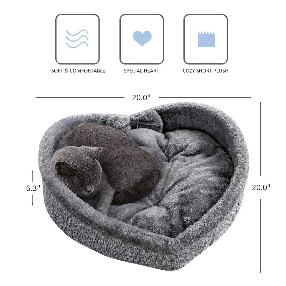 Universal Dog Bed Print Pet Heart-shaped Nest Kennel Super Soft Cotton Velvet Winter Warm Pet Cat Nest Winter Dog Bed Cat Nest