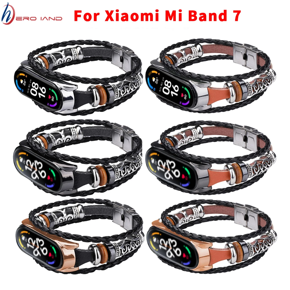 For Mi Band 7 Strap For Xiaomi Mi Band 7 Wrist Strap Watch Bracelet  Ethnic Beaded Retro DIY Element Replacement Wristband