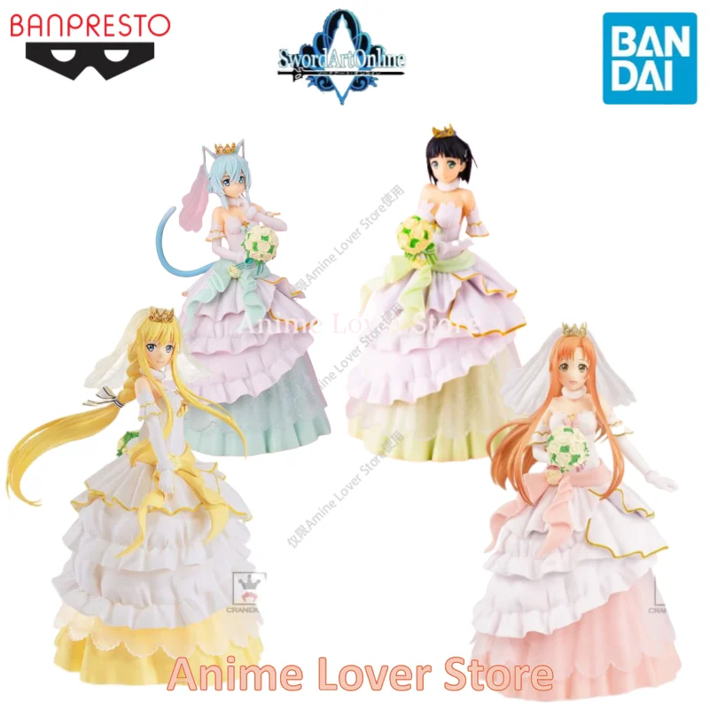 In Stock Original Bandai Banpresto Sword Art Online Anime Figure Asuna Sinon Kirigaya Suguha Alice Collectible Model Ornaments