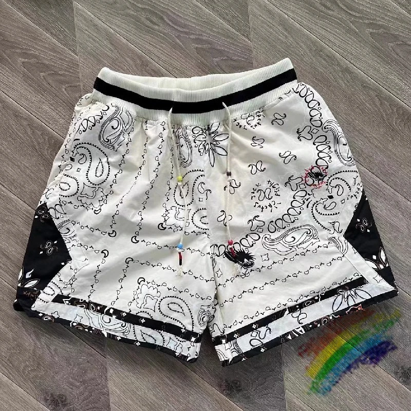 Patchwork Cactus Jack Cashew Flower Full Print Drawstring Shorts Men Women High Quality Casual Oversized Breeches