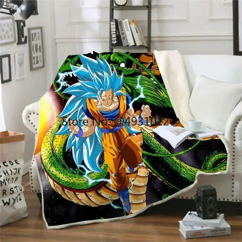 Super Vegeta Dragon Ball Animation Shenron Nap Blanket 3D Digital Printed Bedroom Sofa Soft Comfortable Flannel Sherpa Blankets