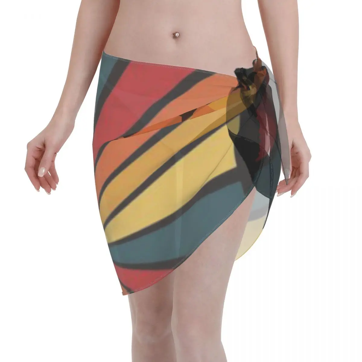 Promotion Retro Bowling Alley Strike Women's Beach Wrap SkirtHotel Pool Leisure Tropical Cover Up