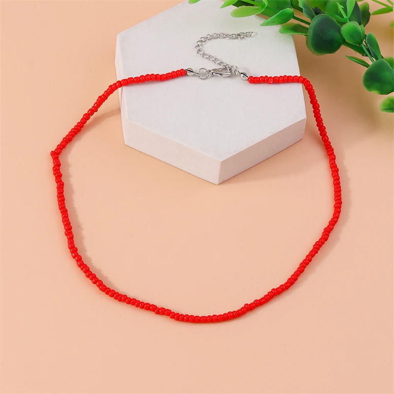 Mode bunte einfache handgemachte Perlen Halskette für Frauen Mädchen Party Festival Schmuck Geschenke – Detail 8