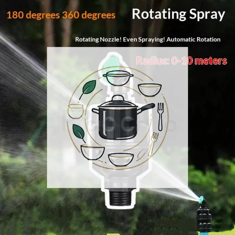 360° Rotating Garden Irrigation Nozzle Durable Adjustable 1/2 Inch Large-Area Coverage Lawn Yard Watering Irrigation Sprinklers