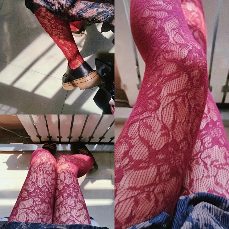 

2 Pairs Floral Lace Pantyhose Thin Hollow Fishnet Pantyhose Lace Fishnet Design - for Women Parties Special Occasions