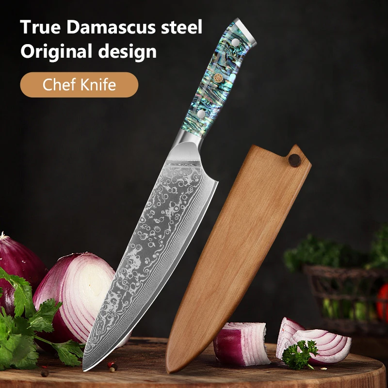 

Damascus Steel 67 Layers Japanese Kitchen knife Super Sharp 8 inch Chef Knife Kitchen Sharp Vegetable knife Abalone shell Handle
