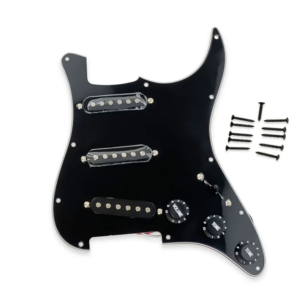 Alnico 5 Loaded Pickguard SSS Prewired Guitar Pickguard Staggered Single Coil Pickups 50/50/52mm for FD ST Guitar