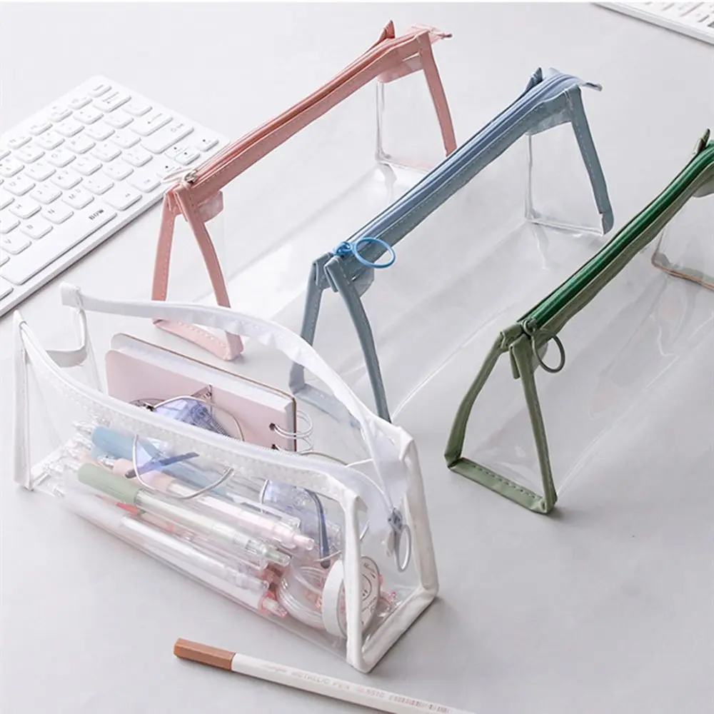 

School Office Supply Stationery Organizer Students Gifts Pencil Case Zipper Pen Pouch Storage Bag Transparent Pencil Bag