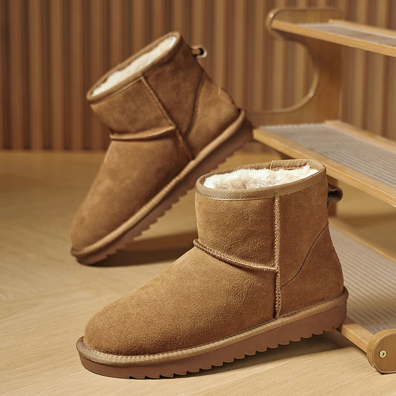 

Водонепроницаемые мужские зимние ботинки, на подкладке из искусственного меха и дышащие, на массивной подошве для новогодних подарков и снежных приключений