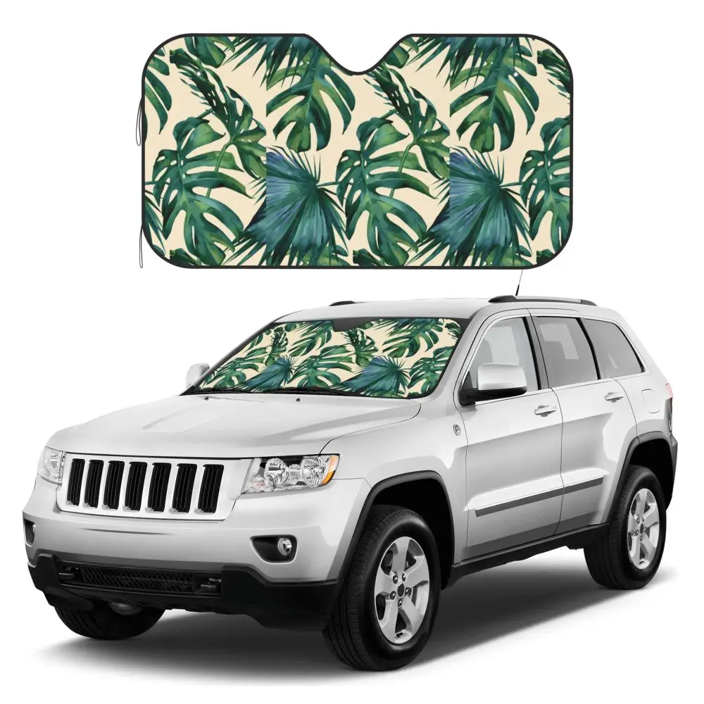 Classic Palm Leaves Tropical Summer Umbrella Car Insulation Umbrella Window Umbrella Front Windshield Retractable Car Universal