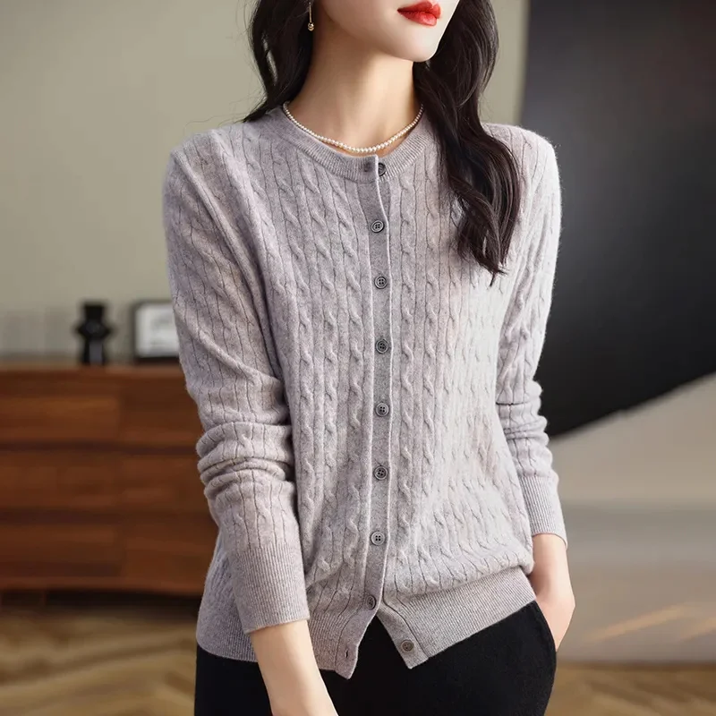 2026 Spring Autumn Korean Women Cardigans Sweater    Long Sleeve Knitted Sweaters O-neck Warm Casual Knitted Cardigan Slim Tops