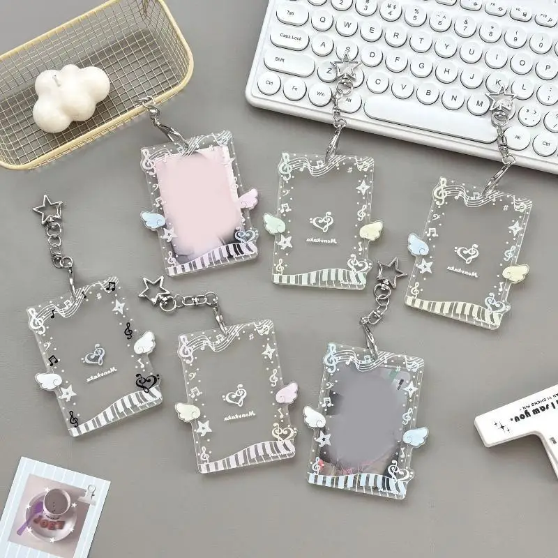 Original Angel Piano 3-inch Photocard Holder Acrylic Hard Card Sleeve Angel Kpop Photocard, ID Card Protector Cover