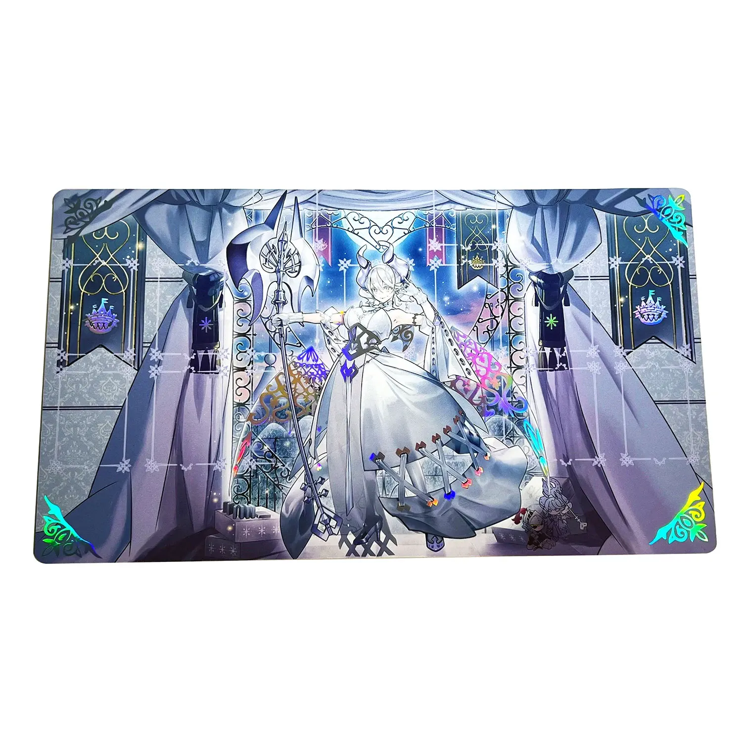 YGO Shinny Holo Playmat Labrynth of The Silver Castle Foil Tablemat Collection Board Game Trading Cards Mat MousePad Storage Bag