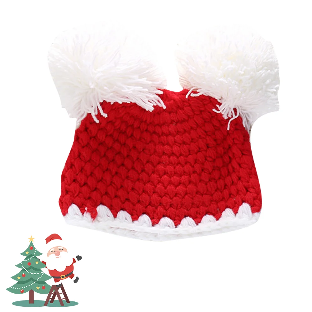 Baby Girls Wool Christmas Winter Keep Warm Party Hat Kids Toddler Knit Hat with White Balls for Children Baby Boys Girls