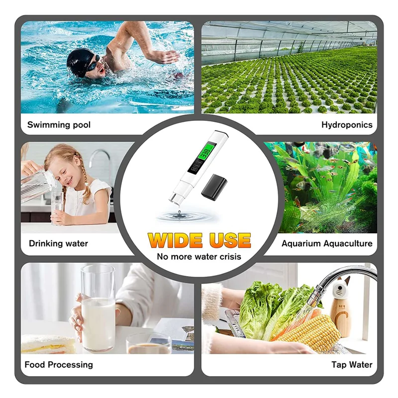 Probador de Calidad del Agua ABKO-3-en-1 TDS, Kit de prueba de agua Digital de alta precisión para agua potable, probador de agua integrado