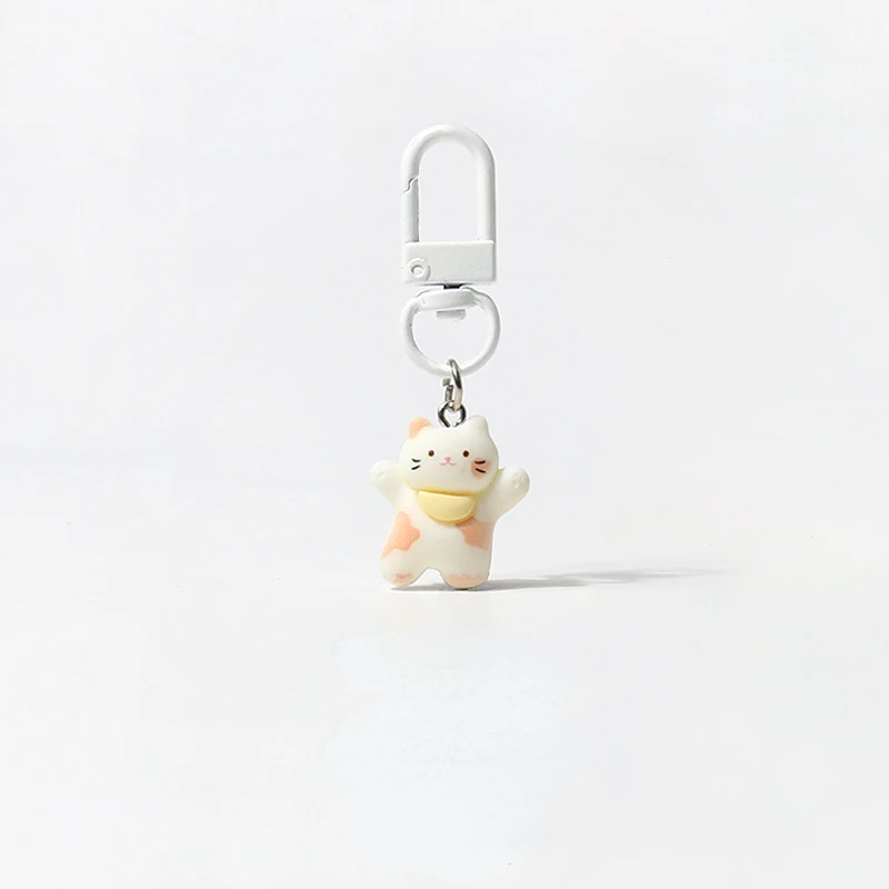 Happy Cat Keychain Cute Animal Backpack Pendant Mini Key Chains Simple and Versatile Daily Accessories Kawaii Keychain for Gift