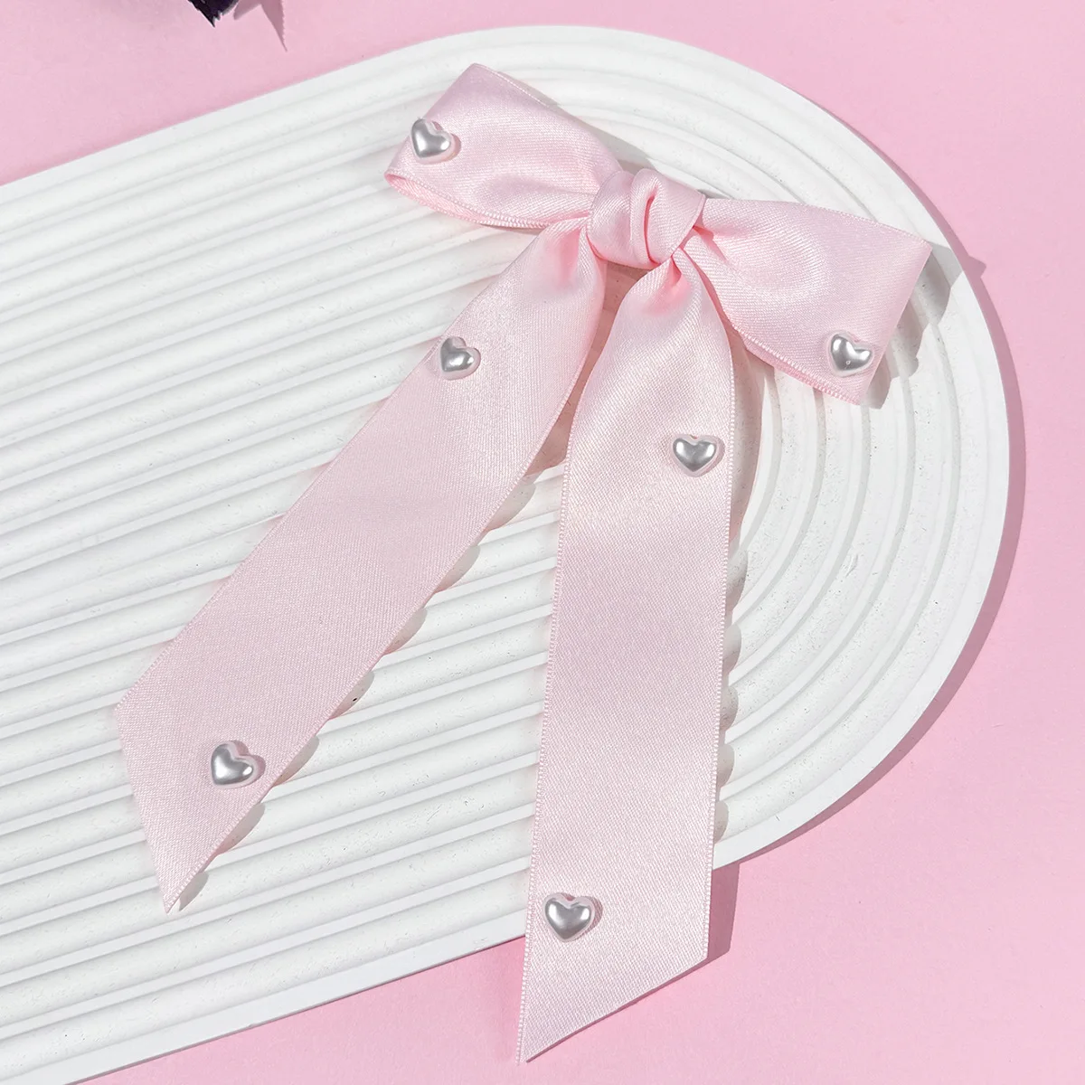 30 pinzas para el pelo con lazo y corazón de perlas para niñas y mujeres, pasadores largos con borlas, accesorios para el cabello para el Día de San Valentín a granel