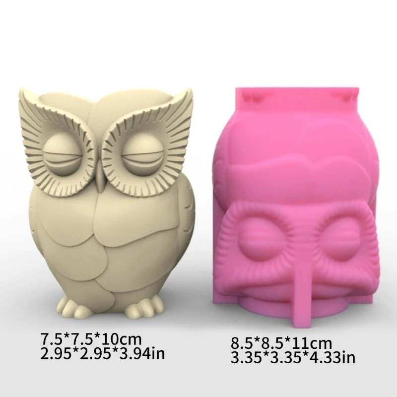 Pots fleurs en forme hibou, moule en Silicone, bougeoir en plâtre, moules en résine, artisanat, livraison directe