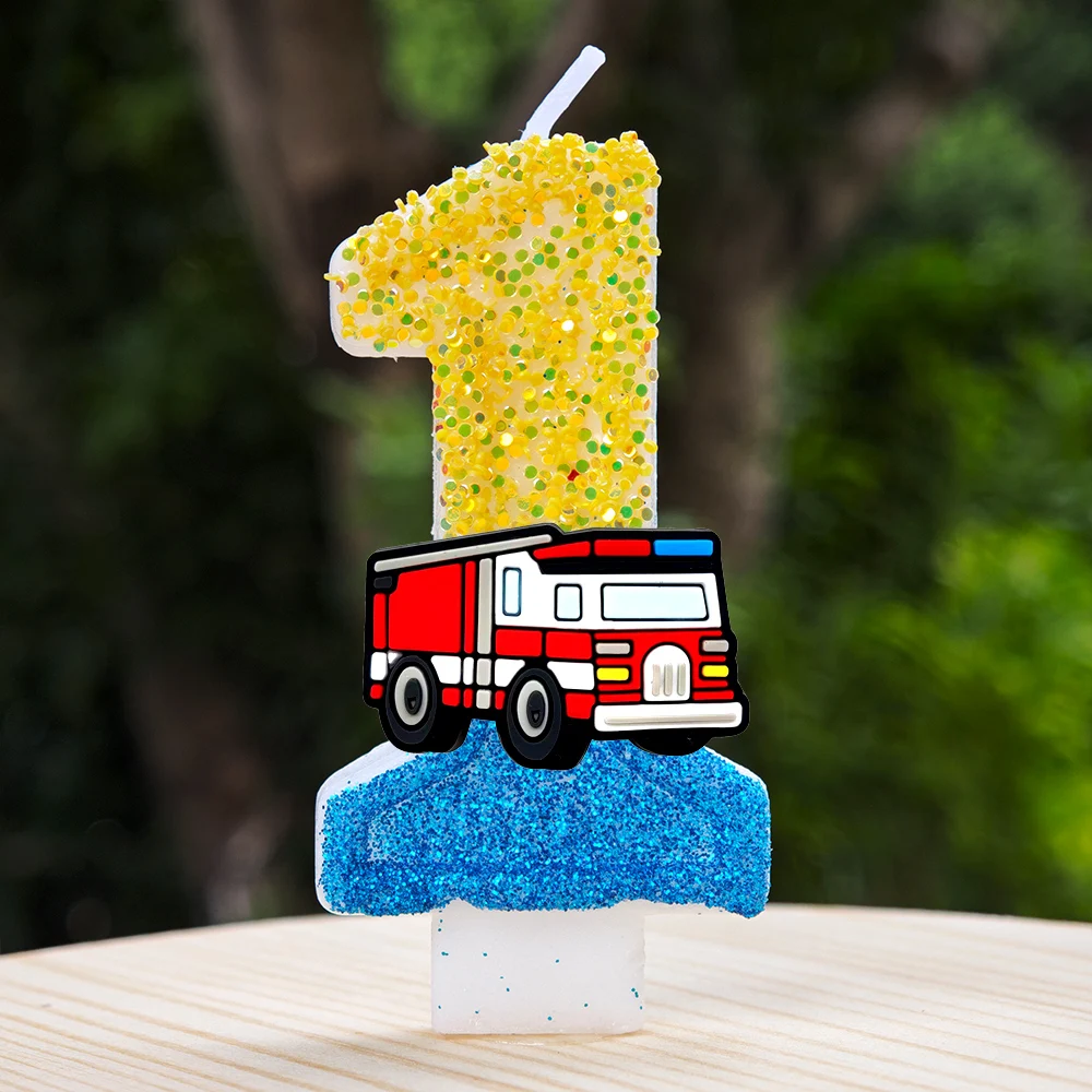 Fire Engine Candle Cute Cartoon Shape Non-toxic Safe Material Cake Decoration for Kids Birthday Party Baby Shower Celebration view 3