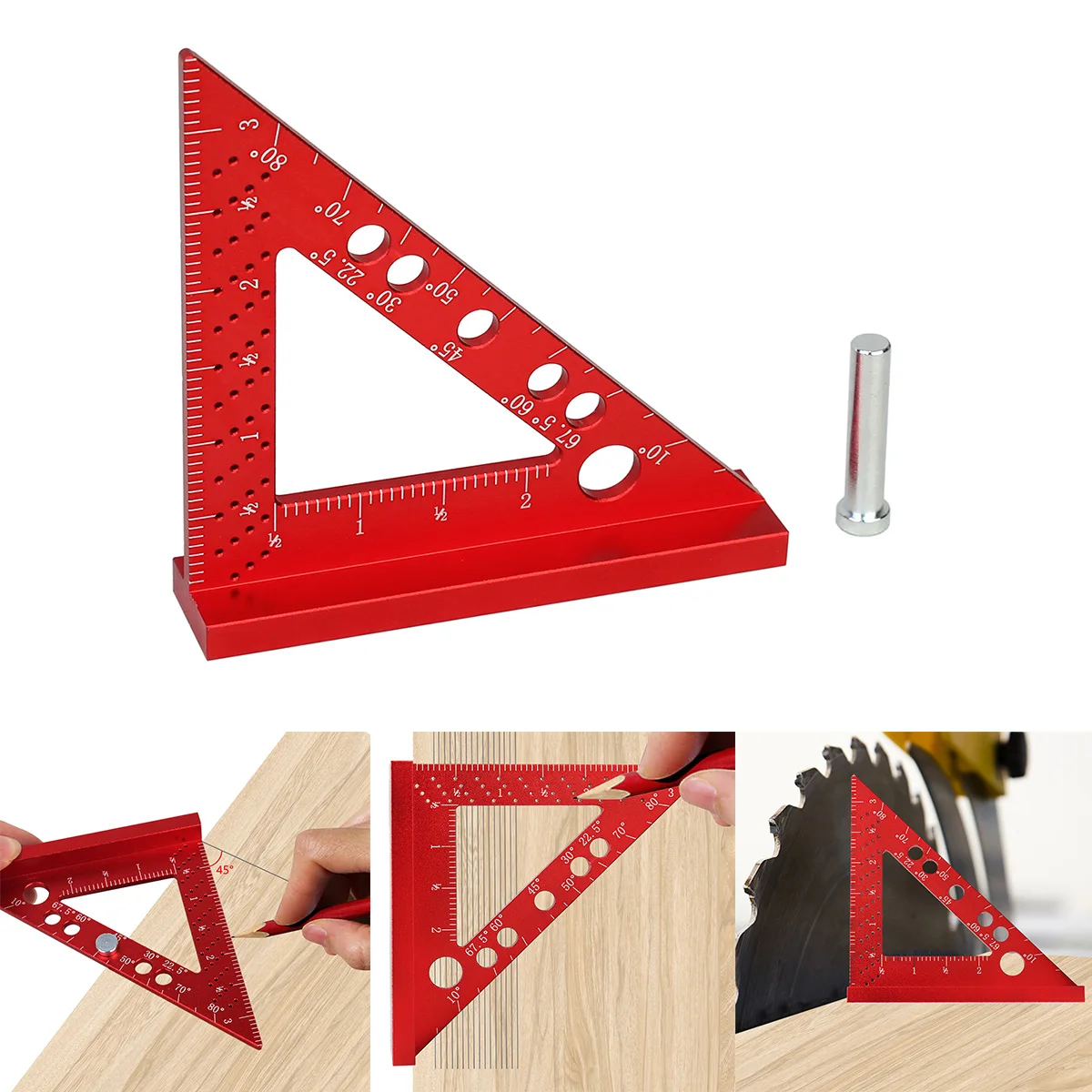 Small Square 90 Degree Carpenter Square Woodworking Measuring Square Marking Gauge Miter Triangle Ruler With 6mm Fixed Angle Pin