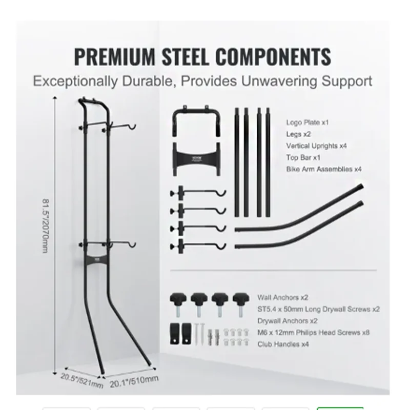 2 Bike Storage Rack, Free Standing Gravity Wall Vertical Bike Rack, Fully Adjustable Bike Rack Garage, Sturdy Steel & Easy Asse