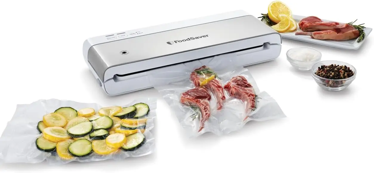 Compact Vacuum Sealer Machine with Airtight Bags and Roll - Ideal for Sous Vide and Airtight Food Storage, White