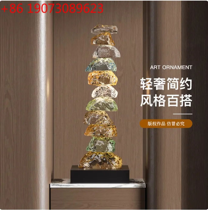 

Красочные прозрачные сложенные камни, чтобы бегать входным орнаментом, элитный светильник для гостиной, роскошная элитная скульптура для отеля