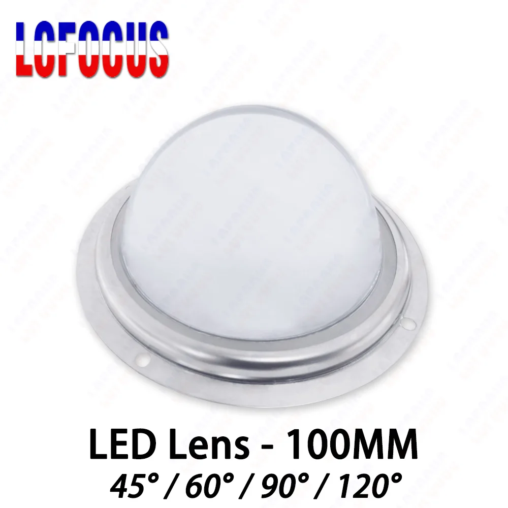 45 60 90 120 Degrees LED Lens Optical Glass 100mm + Reflector Collimator + Fixed Holder For 20W 30W 50W 100W LED COB Chip