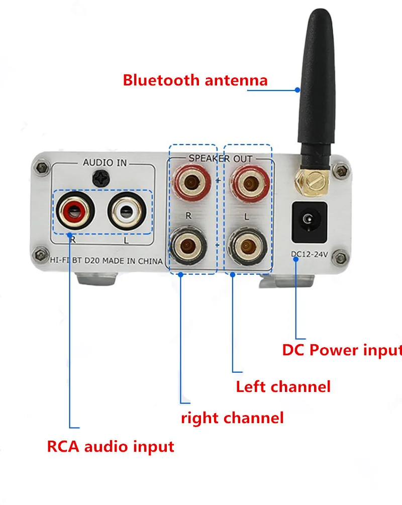 DC24V 100W*2 2.0 Channel Stereo TPA3116 HIFI Class D Mini Desktop Digital Bluetooth 5.0 Home Audio Amplifier