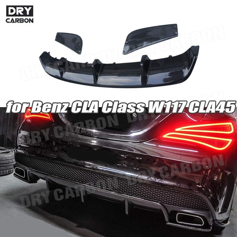 For Mercedes Benz CLA W117 CLA180 CLA200 CLA250 CLA45 Carbon Fiber R Style Rear Diffuser CLA45 AMG Package 2013 -2018