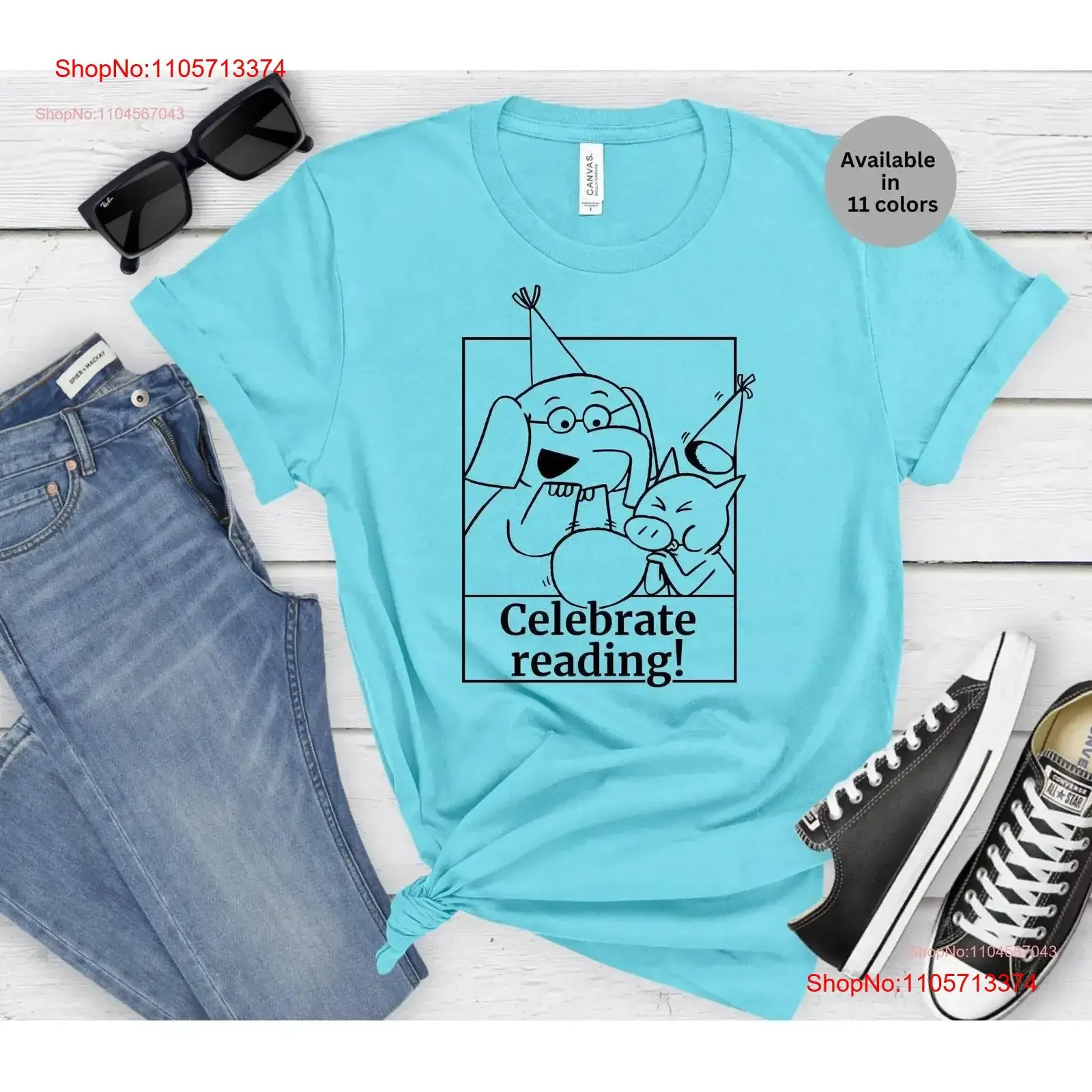 Celebrate Reading T Shirt Gerald and Piggie book character tee librarian back to school interventionist vintage Washed Soft