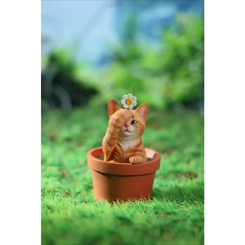 1/6 Schaal Simulatie Hars Leuke Bloempot Kat Meerdere Kleuren Diermodel voor 12 inch Speelgoedfiguren Scène Accessoire Cadeau Verzamelen
