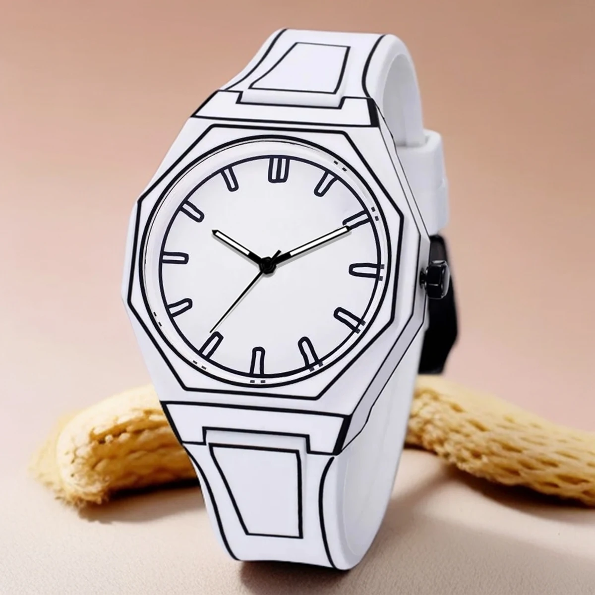 

Black White Classic Anime Line Style Man Watch Waterproof Men Watch Top Silicone Male Clock Sport Fashion Quartz Watches Gift