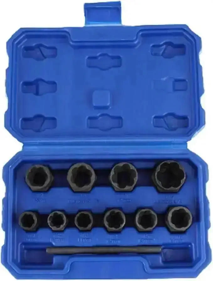 1/2” Drive Impact Bolt Nut Extractor Set, 5pcs Locking Wheel Lug Nut Remover Kit 17mm 19mm 21mm 22mm Twist Socket Tool Set Inclu