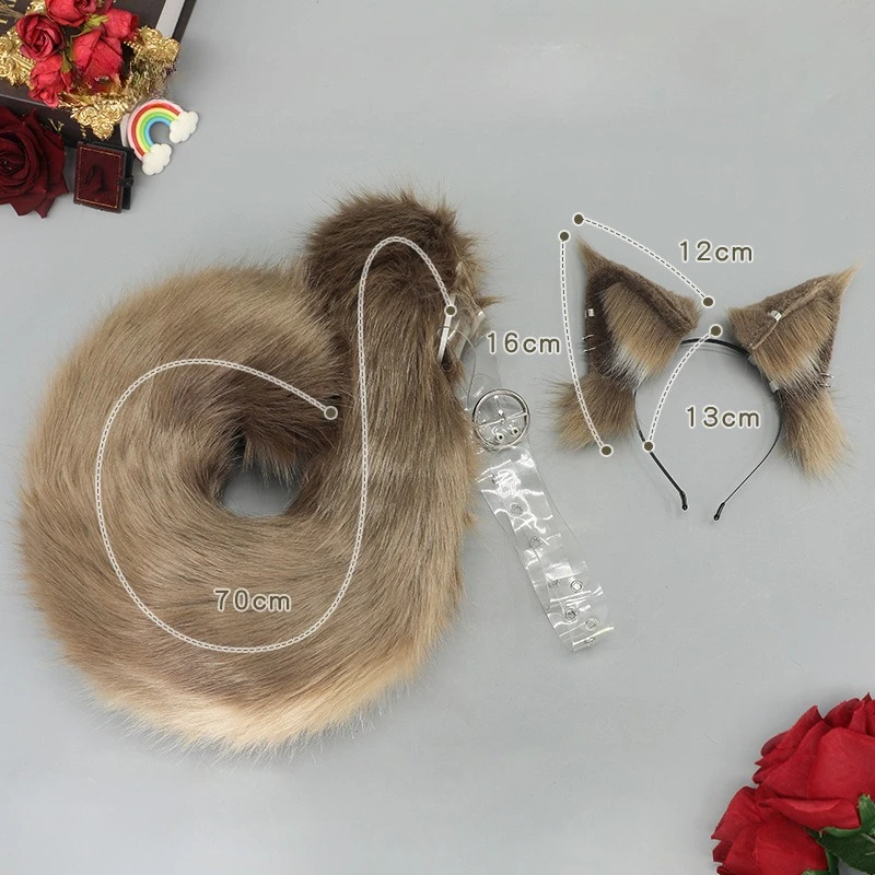 Cute Plush Squirrel Ears Hairbands Furry Chipmuck Tail Chip Dale Animal Ears Tails Fursuit Cosplay Props Costume Accessories